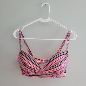 Victorias Secret Pink Stripe Bikini Bathing Suit Top, Size 34 DD